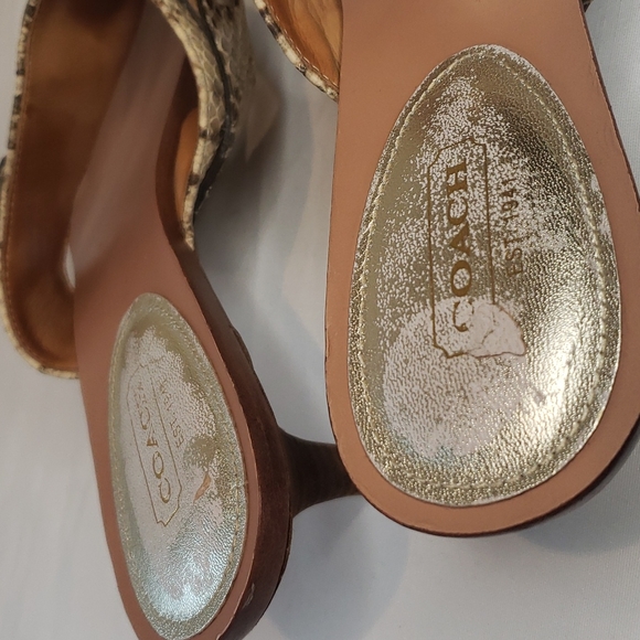 COACH Alberta Snakeskin Kitten Heel Thong Sandals - Picture 3 of 7